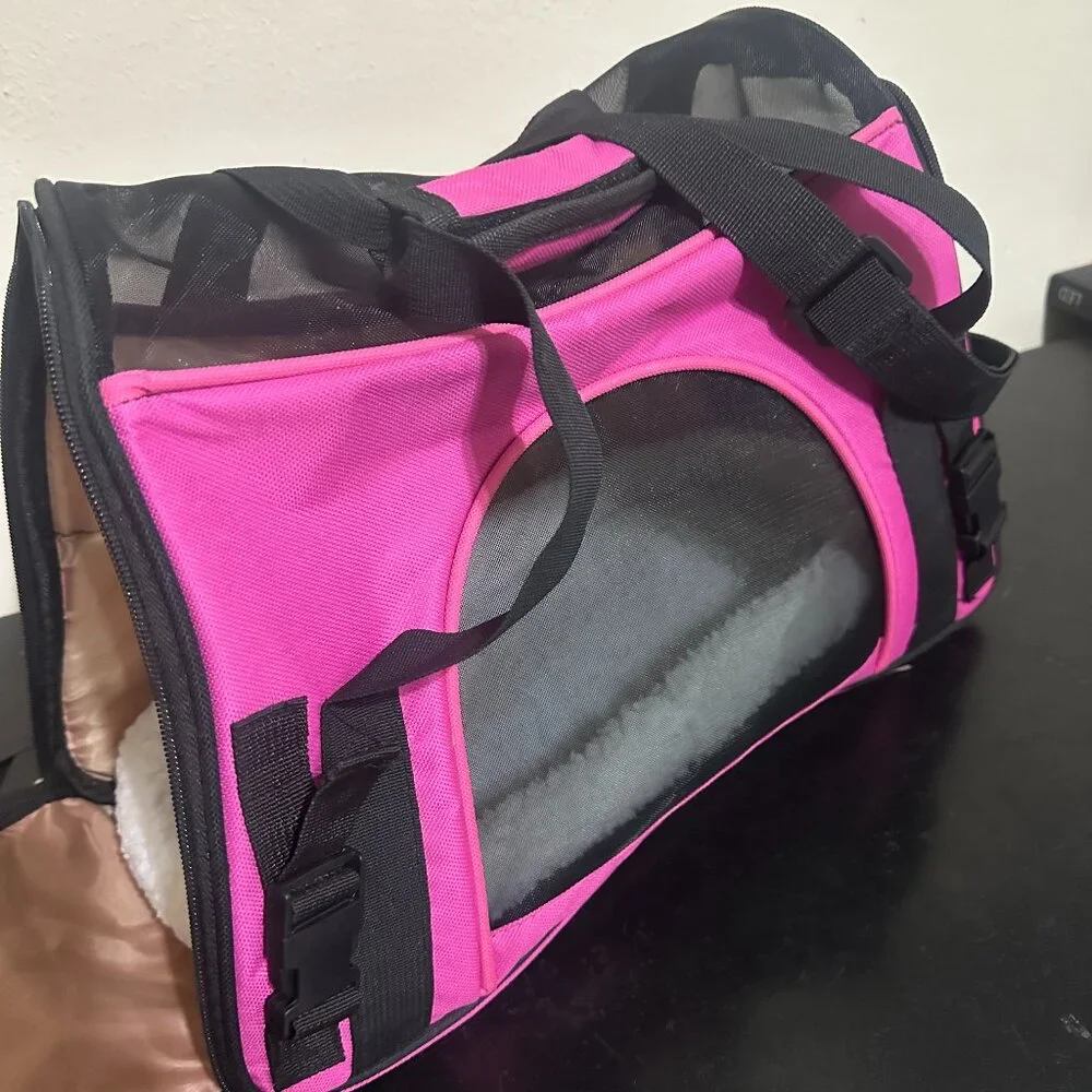😻 🐶 🐾 💞 Pink & Black Comfort Pet Carrier - Small Dog/Cat Travel Tote Bag